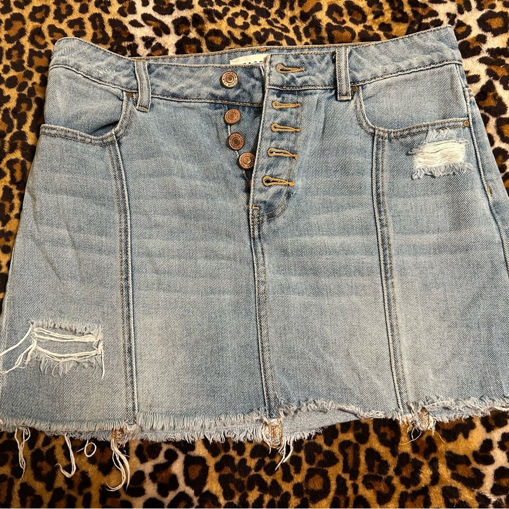 PacSun Light Blue Distressed Denim Skirt